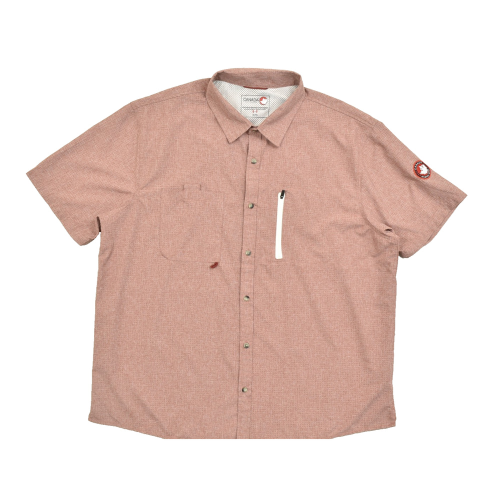Canada Weather Gear Men's XXL Short Sleeve Fishing Shirt Salmon Pink Perforated